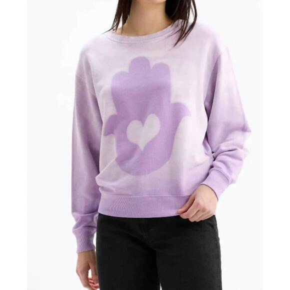 NEW CHRLDR big hamsa heart crewneck sweatshirt in sunfaded orchid